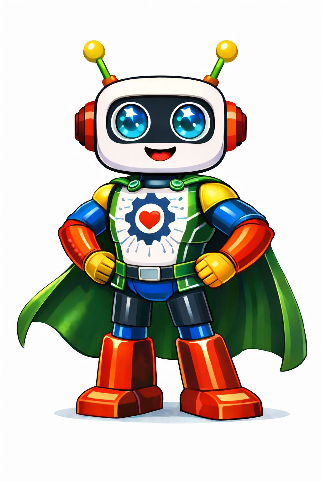 Ribotical robot mascot — superhero character representing fun coding education